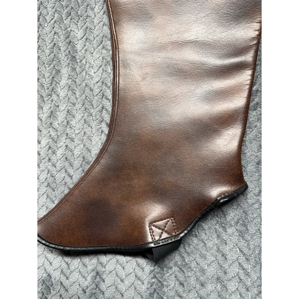 VTG Tweedie Bootops Gaiters Faux fur Trim Brown Overshoe Equestrian XL‎ READ
